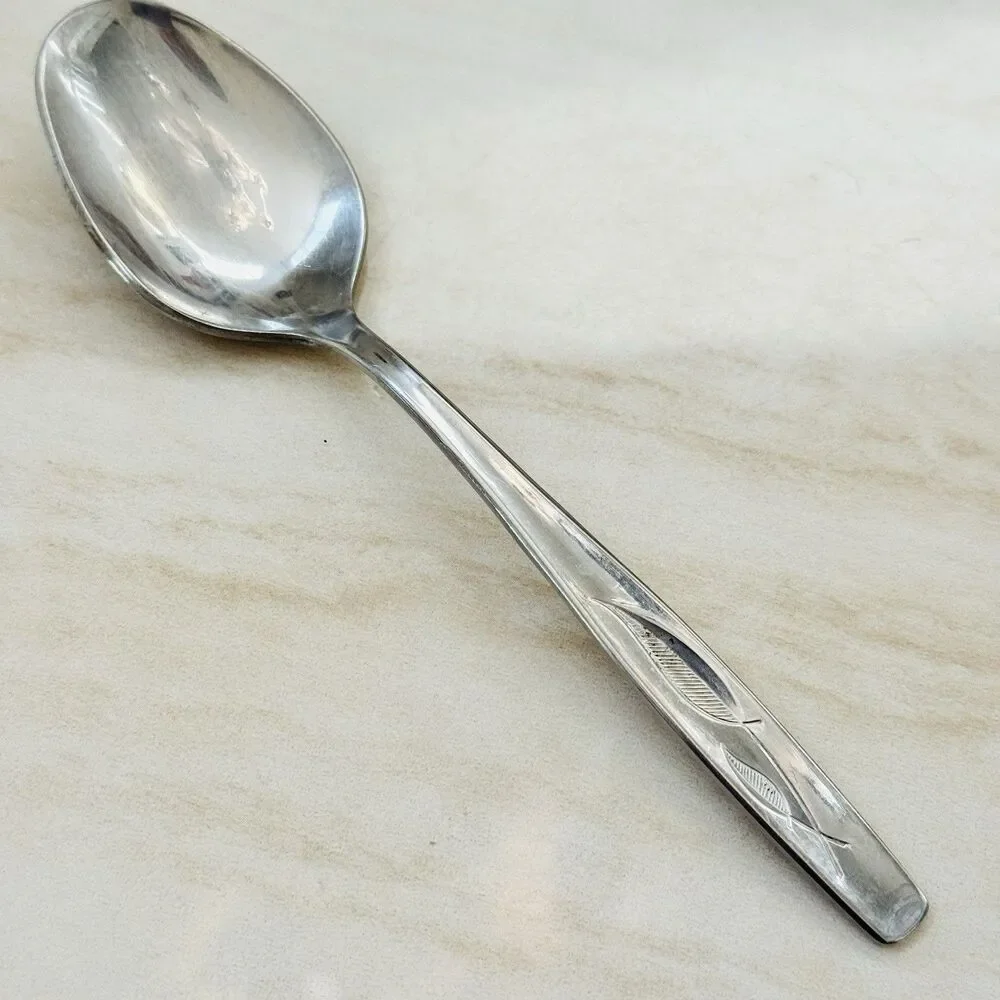 7pc INTERNATIONAL Whispering Leaves-Autumn Leaf Stainless Teaspoons 5 5/8”